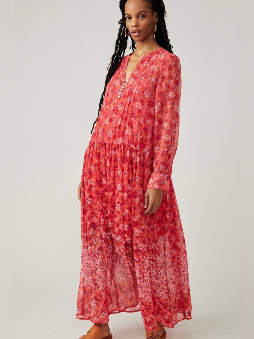 Free People | See It Through Coral Combo  Dress Sz S